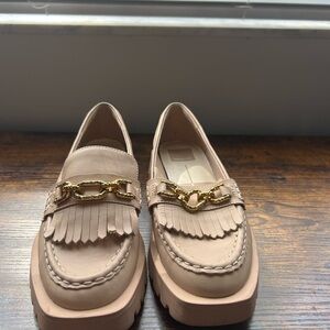 Dolce Vita Nude Loafers with Gold Accent
